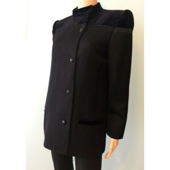 Authentic Womens Vintage Valentino Black Button Front Coat Jacket Sz US 10 - Picture 3 of 12